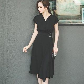 Open-placket A-line Dress With Sash