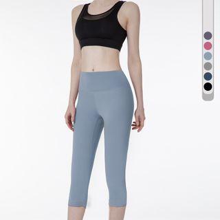 Set: Capri Plain Sports Leggings + Sleeveless Top