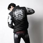 High-neck Printed Padded Jacket With Pouch