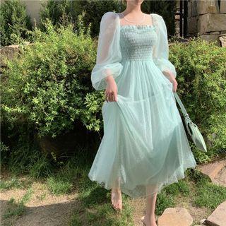 Mesh Midi A-line Dress
