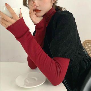 Corduroy Short-sleeve Dress / Turtle-neck Long-sleeve Top