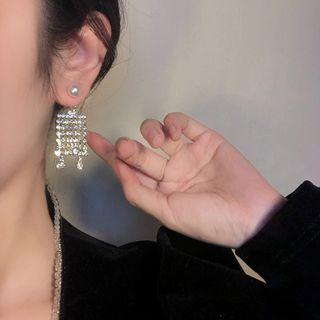 Faux Pearl Fringed Earring 1 Pair - 925silver Earring - One Size