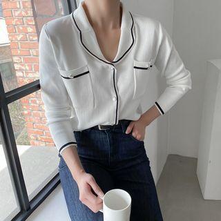 Scallop-collar Piped Cardigan