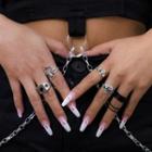 Set Of 4: Alloy Open Ring (various Designs) 2686 - Dark Silver - One Size