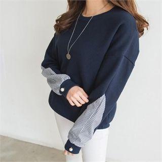 Crew-neck Stripe-panel Sweatshirt