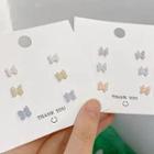 Set Of 8: Bow Earring Set Of 8 - Pink & Yellow & Dark Green - One Size