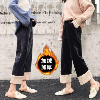 High-waist Shearling Panel Velvet Pants