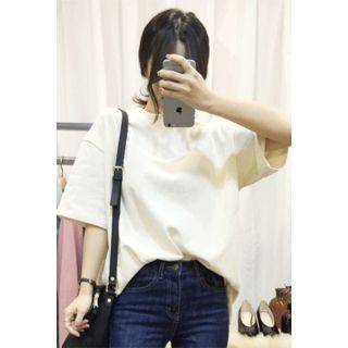 Short-sleeve Slit-front T-shirt
