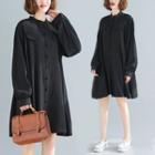 Long-sleeve Chiffon Mini Shirtdress