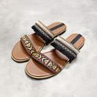 Patterned Flat Slide Sandals