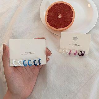 3 Pair Set: Alloy Open Hoop Earring