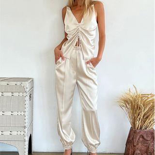 Set: Drawstring Camisole Top + Loose Fit Pants