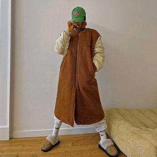 Contrast-panel Dumble Zip-up Coat