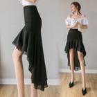 High Low Fitted Chiffon Skirt