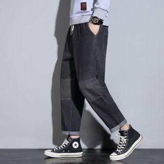 Two-tone Panel Straight-cut Cropped Jeans