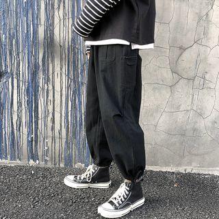 Plain Elastic-waist Jogger Pants