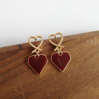 Alloy Heart Dangle Earring 1 Pair - 925 Silver - As Shown In Figure - One Size
