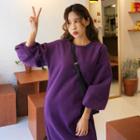 Brushed Fleece Lined Balloon-sleeve Dress