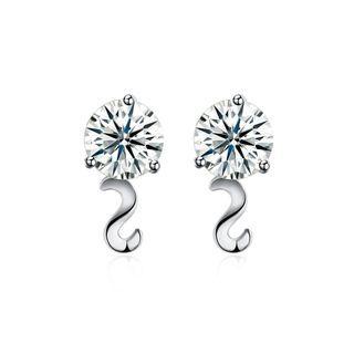 925 Sterling Silver Simple Elegant Exquisite Mini Wavy Line Earrings And Ear Studs With Cubic Zircon Silver - One Size