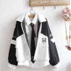Two-tone Zip-up Jacket / Shirt / Set