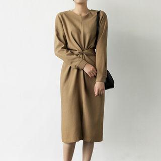 Tie-waist Slit-front Dress