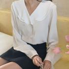 Wide-collar Double-button Blouse
