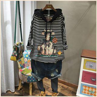 Printed Striped Hoodie
