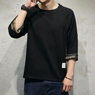 3/4-sleeve Camo Panel T-shirt