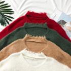 Fray-edge V-neck Sweater
