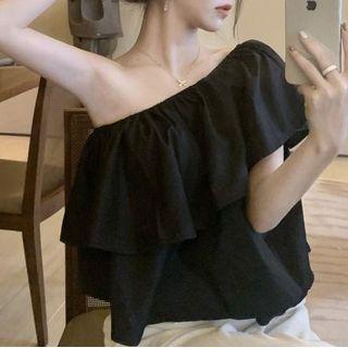 Sleeveless Off-shoulder Top Top - Black - One Size