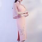 Lace Panel Cape Sleeve Qipao