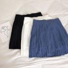 Plain High-waist Chiffon Pleated Skirt