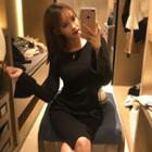 Plain Bell Sleeve Knit Dress
