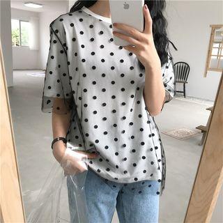 Dot Mesh Loose-fit Short-sleeve T-shirt