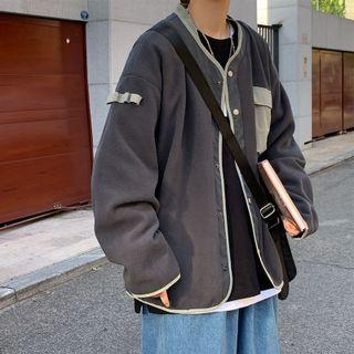Color-block Pocket Snap Button Jacket