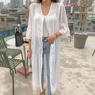 Sheer Long Robe Cardigan Ivory - One Size