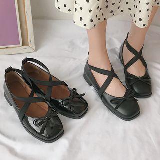 Bow Detail Cross Strap Platform Mary Janes