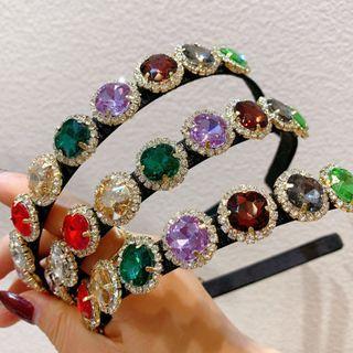 Rhinestone Headband Red & White & Purple & Green - One Size