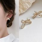 Braided Bow Stud Earring 1 Pair - Gold - One Size