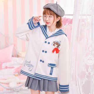 Sailor Collar Long-sleeve Knit Jacket