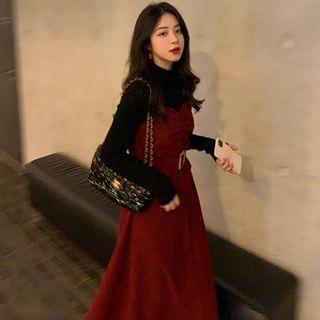 Belted Velvet Dress