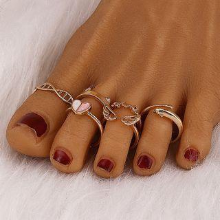 Set Of 6: Alloy Open Toe Ring (various Designs)