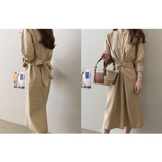 Tie-waist Cotton Midi Dress