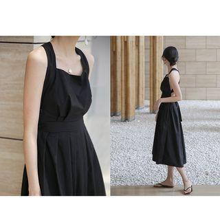 Open Back Cross Strap Sleeveless Midi A-line Dress