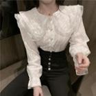 Doll-collar Lace Blouse White - One Size
