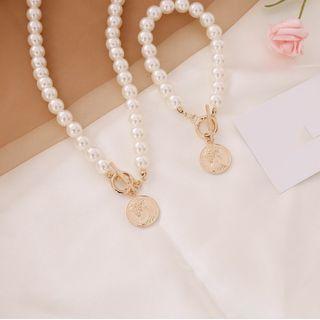 Coin Faux Pearl Necklace / Bracelet