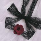 Rose Lace Choker 1 Pc - Black & Wine Red - One Size