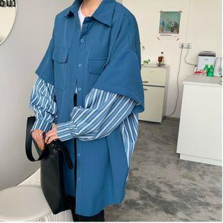 Mock Two-piece Striped Loose-fit Top