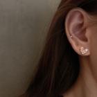 925 Sterling Silver Rhinestone Heart Earring 1 Pair - 925 Silver - Stud Earrings - Love Heart - Pink - One Size