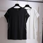 Cap-sleeve Contrast Stitching T-shirt